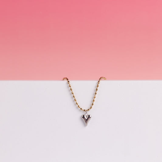 Silver Heart Golden Kette