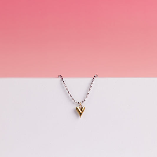 Golden Heart Silver Kette